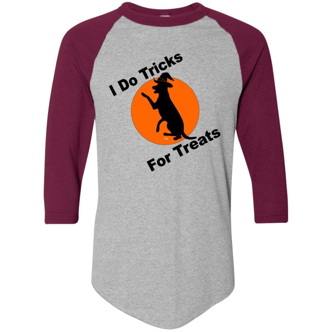 T-Shirts Athletic Heather/Maroon / S WineyBitches.Co "I Do Tricks For Treats" Dog- Colorblock Raglan Jersey WineyBitchesCo