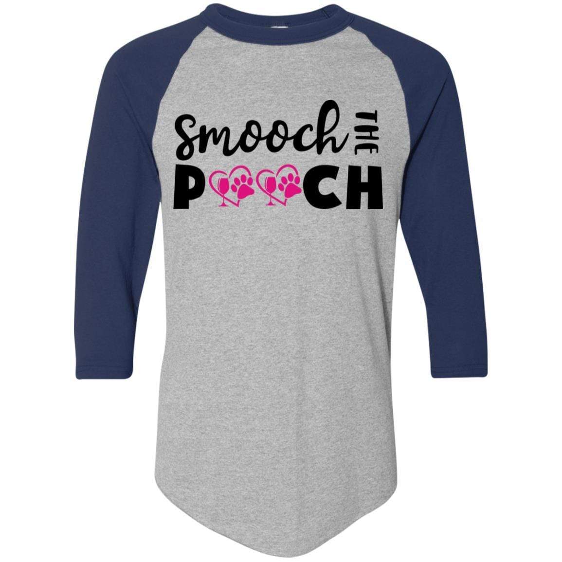 T-Shirts Athletic Heather/Navy / S Winey Bitches Co "Smooch The Pooch" Colorblock Raglan Jersey WineyBitchesCo