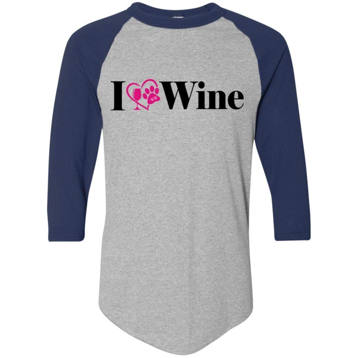 T-Shirts Athletic Heather/Navy / S WineyBitches.Co "I Love Wine" Augusta Colorblock Raglan Jersey WineyBitchesCo