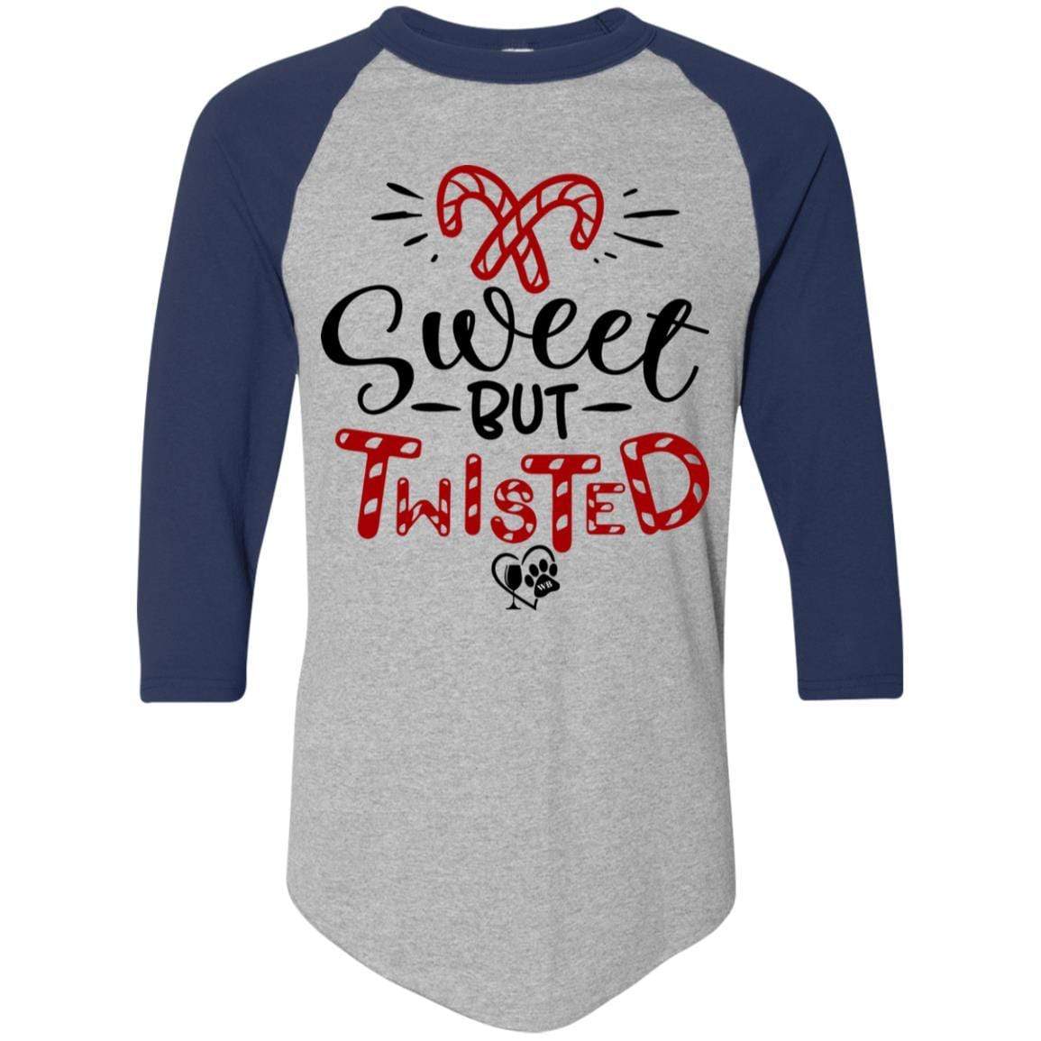 T-Shirts Athletic Heather/Navy / S WineyBitches.Co "Sweet But Twisted" Holiday Colorblock Raglan Jersey WineyBitchesCo