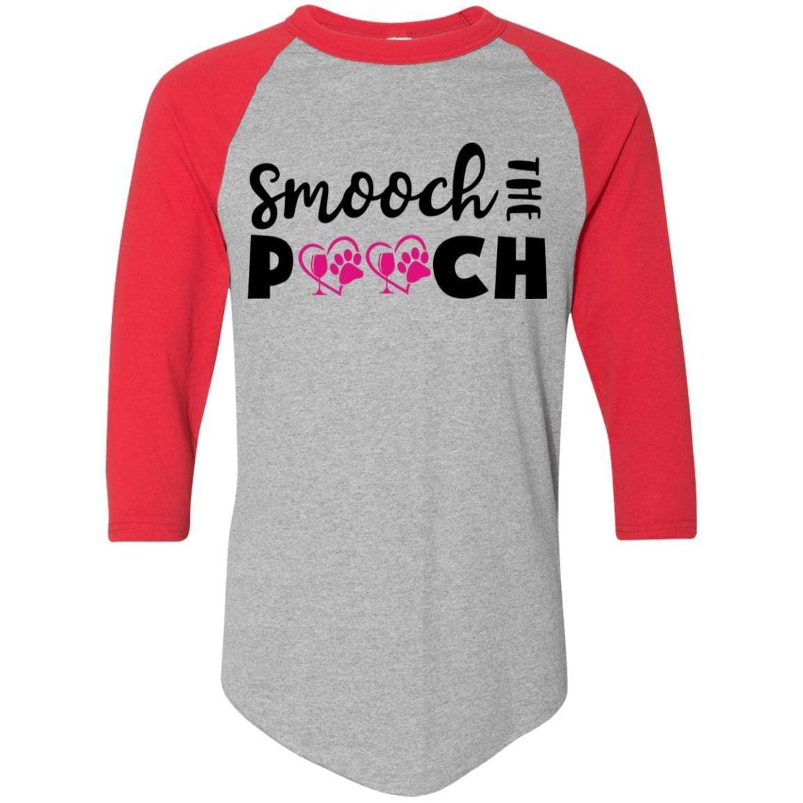 T-Shirts Athletic Heather/Red / S Winey Bitches Co "Smooch The Pooch" Colorblock Raglan Jersey WineyBitchesCo