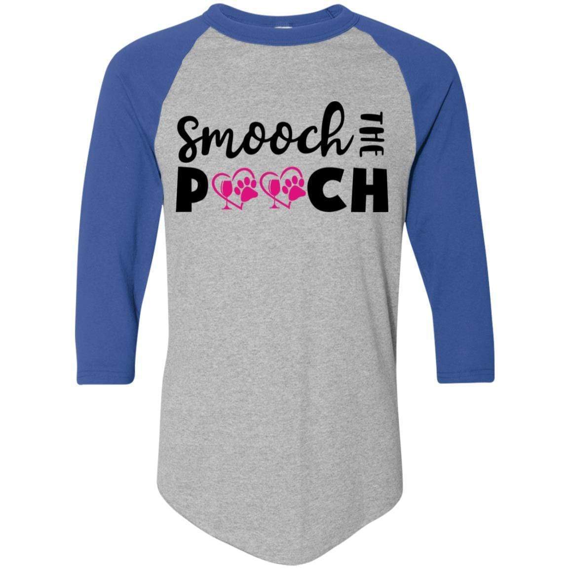 T-Shirts Athletic Heather/Royal / S Winey Bitches Co "Smooch The Pooch" Colorblock Raglan Jersey WineyBitchesCo