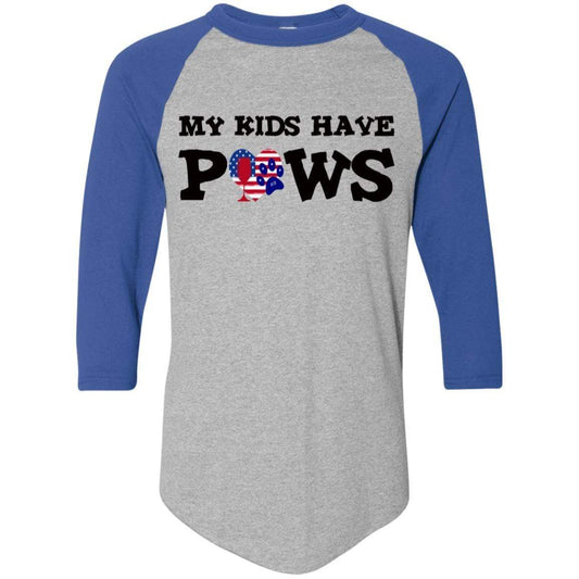 T-Shirts Athletic Heather/Royal / S WineyBitches.Co My Kids Have Paws Colorblock Raglan Jersey WineyBitchesCo