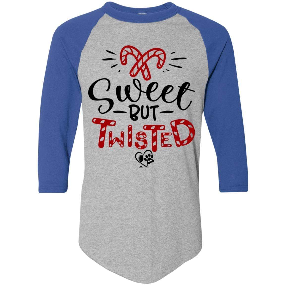 T-Shirts Athletic Heather/Royal / S WineyBitches.Co "Sweet But Twisted" Holiday Colorblock Raglan Jersey WineyBitchesCo