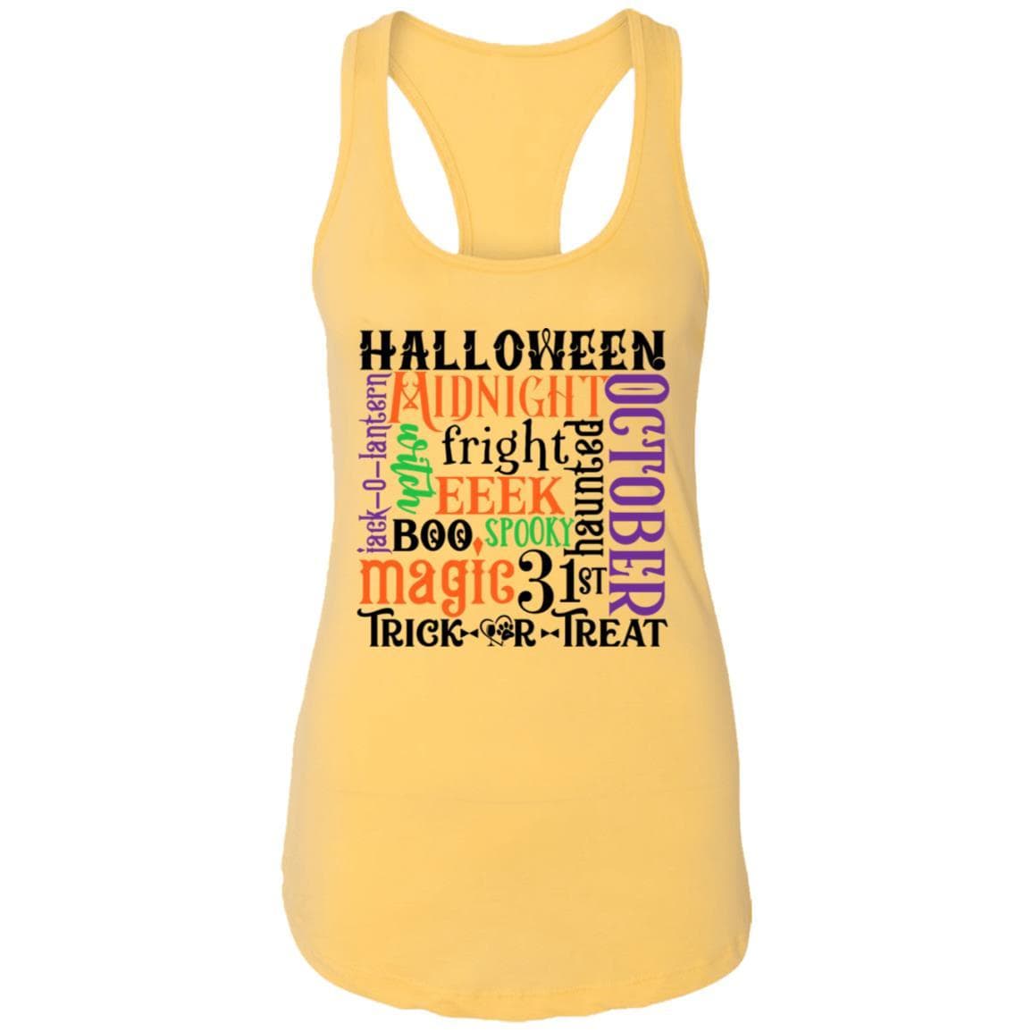 T-Shirts Banana Cream / X-Small Winey Bitches Co "Halloween Word Jumble" Ladies Ideal Racerback Tank WineyBitchesCo