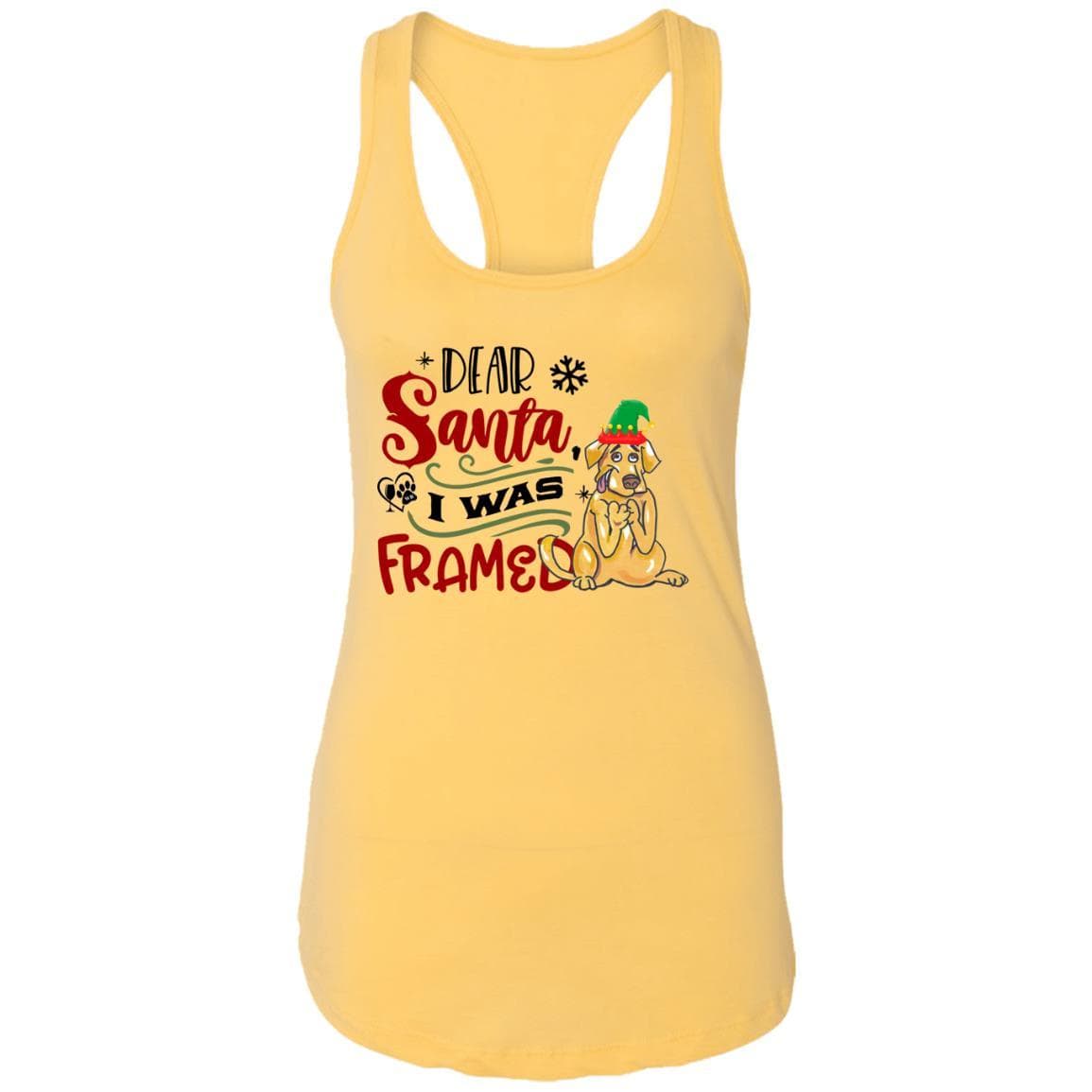 T-Shirts Banana Cream / X-Small WineyBitches.Co "Dear Santa I Was Framed" Ladies Ideal Racerback Tank WineyBitchesCo