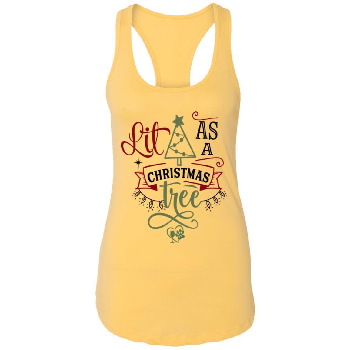 T-Shirts Banana Cream / X-Small WineyBitches.Co "Lit As A Christmas Tree" Ladies Ideal Racerback Tank WineyBitchesCo