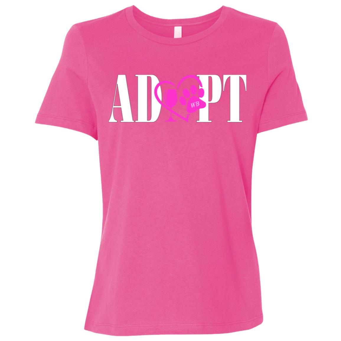 T-Shirts Berry / S WineyBitches.Co “Adopt” Ladies' Relaxed Jersey Short-Sleeve T-Shirt-Pink Heart-White Lettering WineyBitchesCo