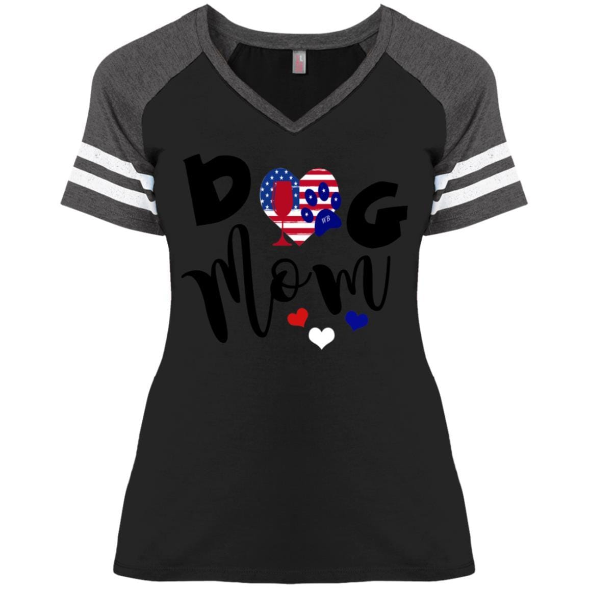 T-Shirts Black/Heathered Charcoal / X-Small WineyBitches.Co Dog Mom Ladies' Game V-Neck T-Shirt WineyBitchesCo