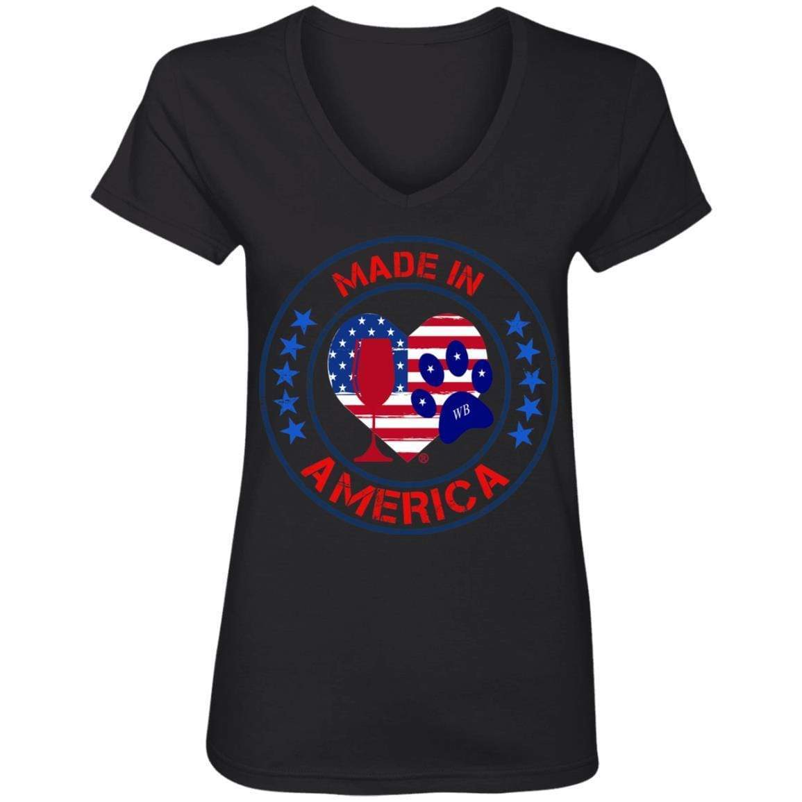 T-Shirts Black / S Winey Bitches Co "Made In America" Ladies' V-Neck T-Shirt WineyBitchesCo