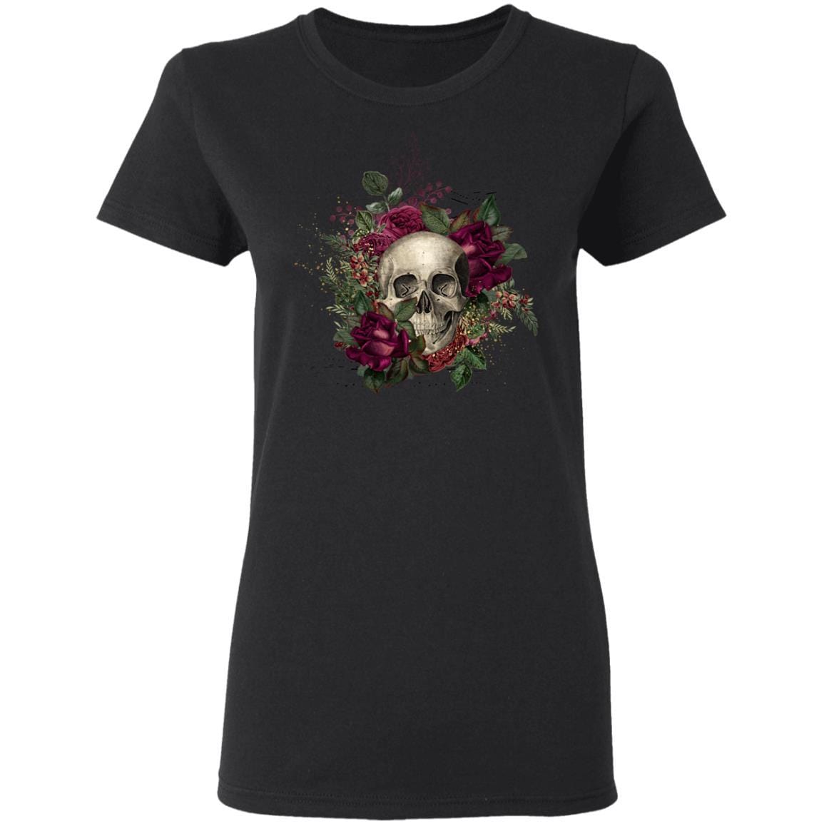 T-Shirts Black / S Winey Bitches Co Skull Design #2 Ladies' 5.3 oz. T-Shirt WineyBitchesCo
