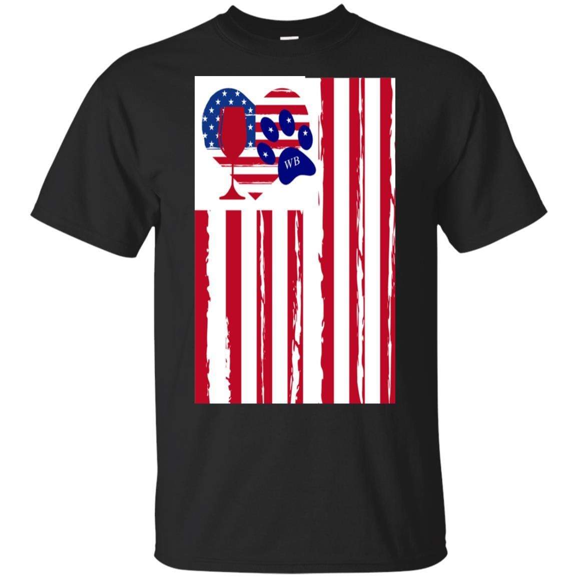 T-Shirts Black / S WineyBitches.Co American Flag Wine Paw Heart Ultra Cotton T-Shirt WineyBitchesCo