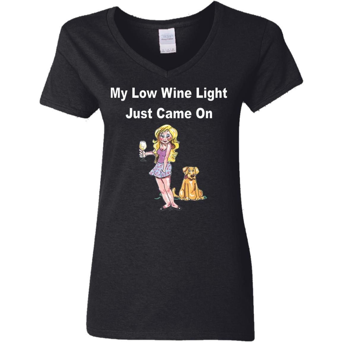 T-Shirts Black / S WineyBitches.co 'Low Wine Light" Ladies' 5.3 oz. V-Neck T-Shirt WineyBitchesCo
