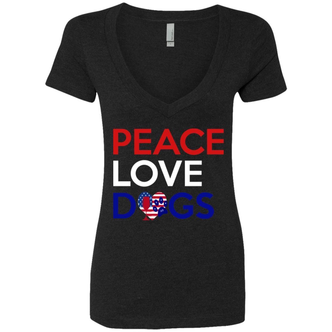 T-Shirts Black / S WineyBitches.Co Peace Love Dogs Ladies' Deep V-Neck T-Shirt WineyBitchesCo