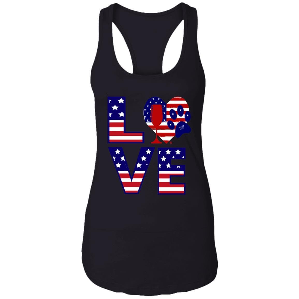 T-Shirts Black / X-Small Winey Bitches Co "American Love Paw"  Ladies Ideal Racerback Tank WineyBitchesCo