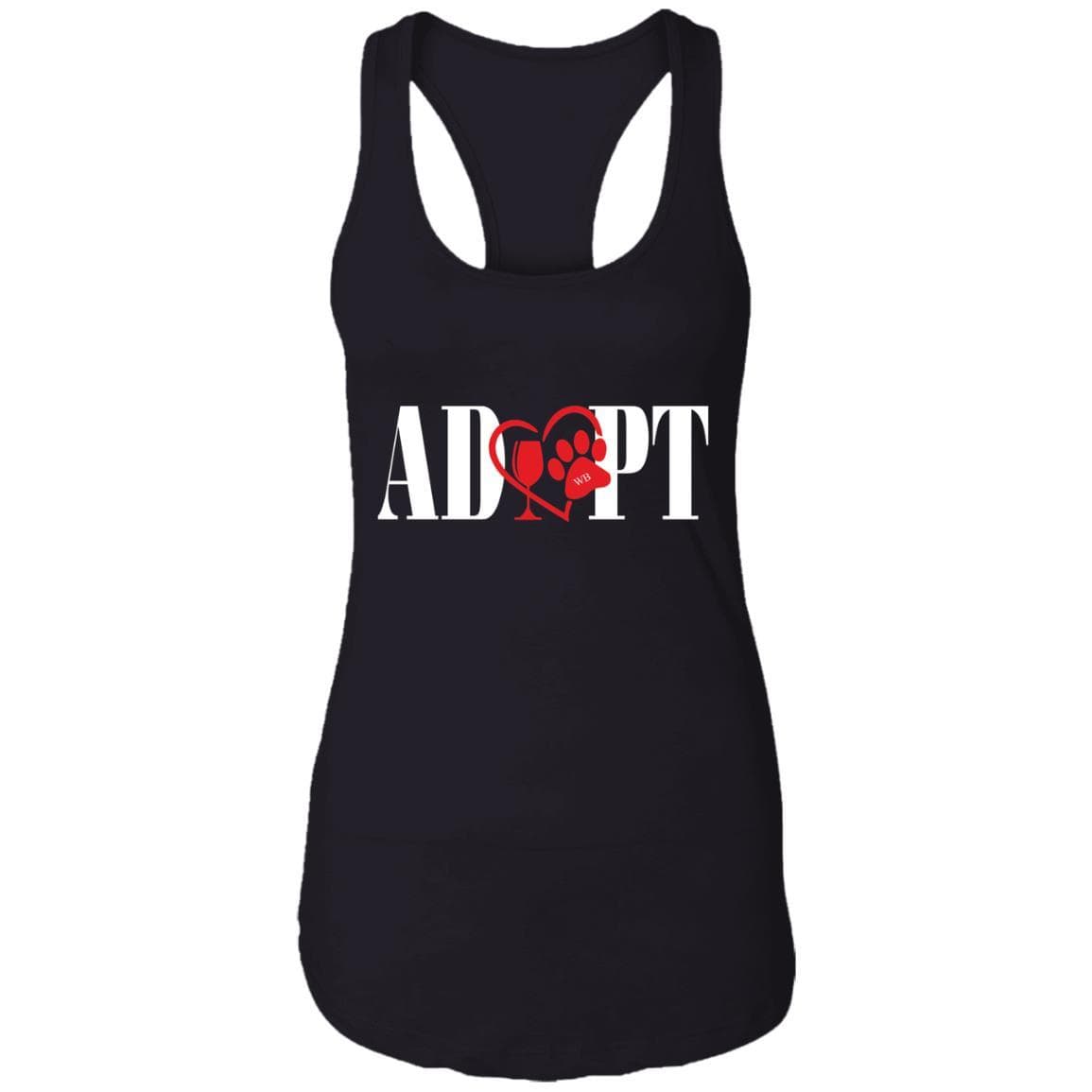 T-Shirts Black / X-Small WineyBitches.Co “Adopt” Ladies Ideal Racerback Tank-Red Heart - Wht Lettering WineyBitchesCo