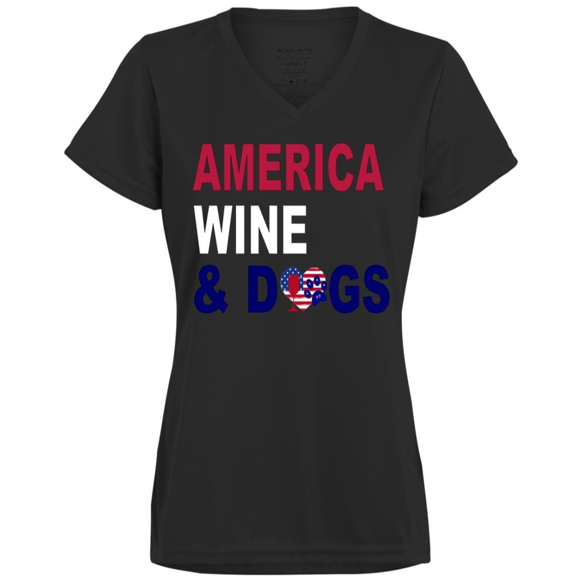 T-Shirts Black / X-Small WineyBitches.Co America Wine Dogs Ladies' Wicking T-Shirt WineyBitchesCo