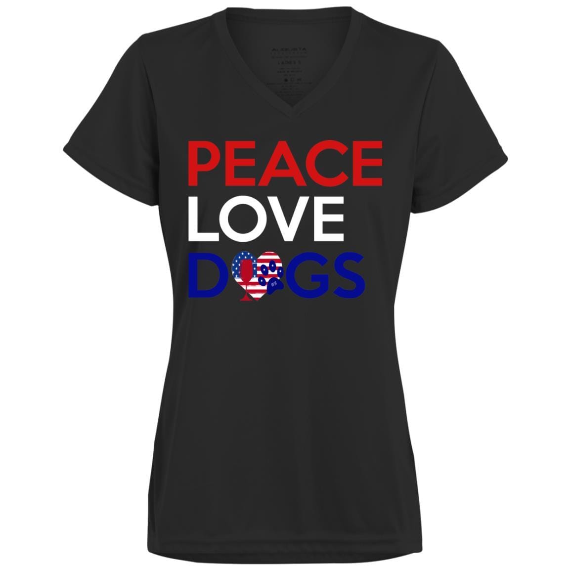 T-Shirts Black / X-Small WineyBitches.Co Peace Love Dogs Ladies' Wicking T-Shirt WineyBitchesCo