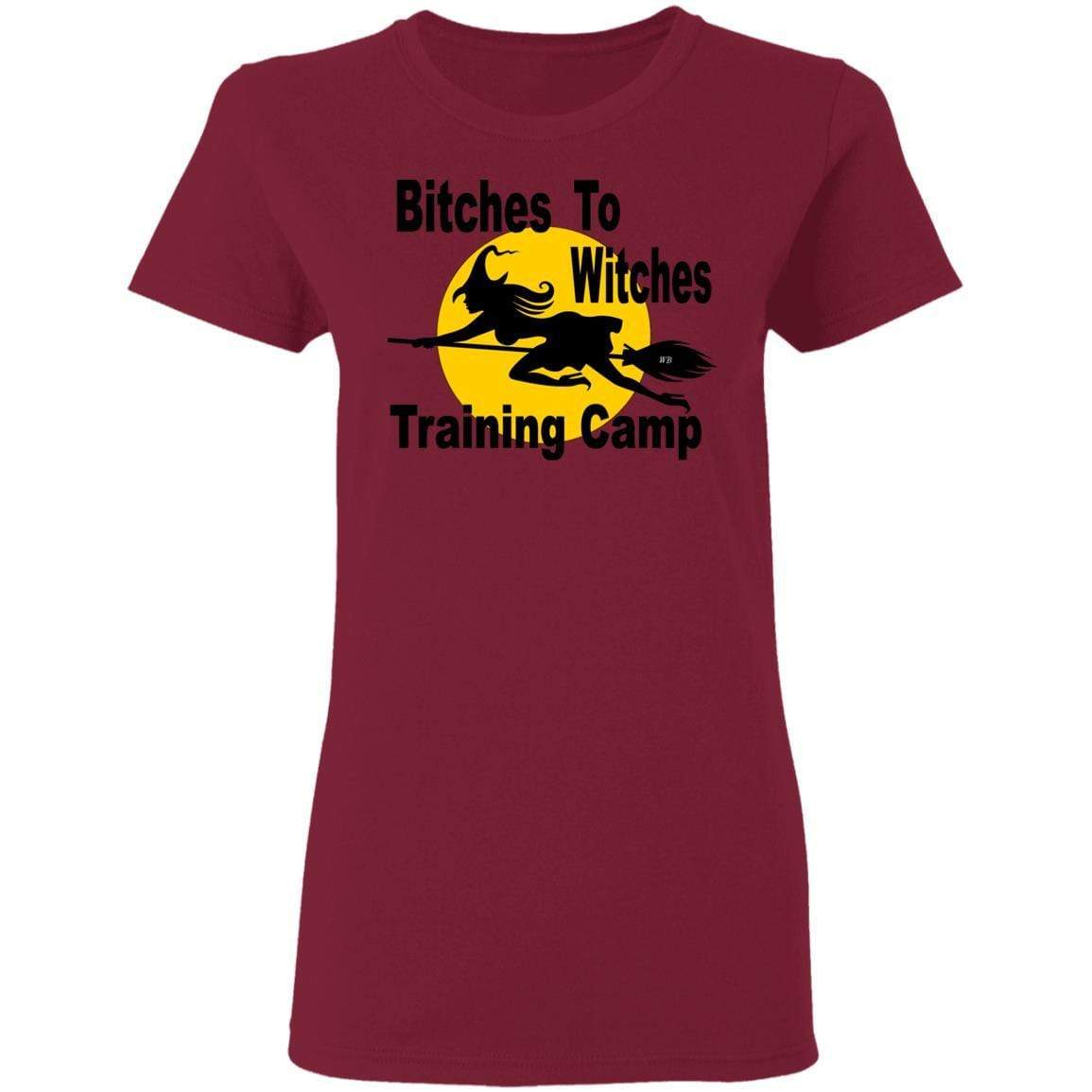 T-Shirts Cardinal Red / S WineyBitches.Co "Bitches To Witches Training Camp" Halloween Ladies' 5.3 oz. T-Shirt WineyBitchesCo