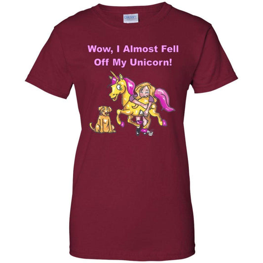 T-Shirts Cardinal / X-Small WineyBitches.co "Wow I Almost Fell Off My Unicorn Ladies' 100% Cotton T-Shirt WineyBitchesCo