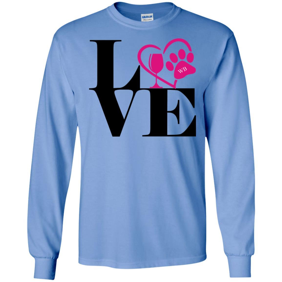 T-Shirts Carolina Blue / S WineyBitches.Co "Love Paw 2" LS Ultra Cotton T-Shirt WineyBitchesCo