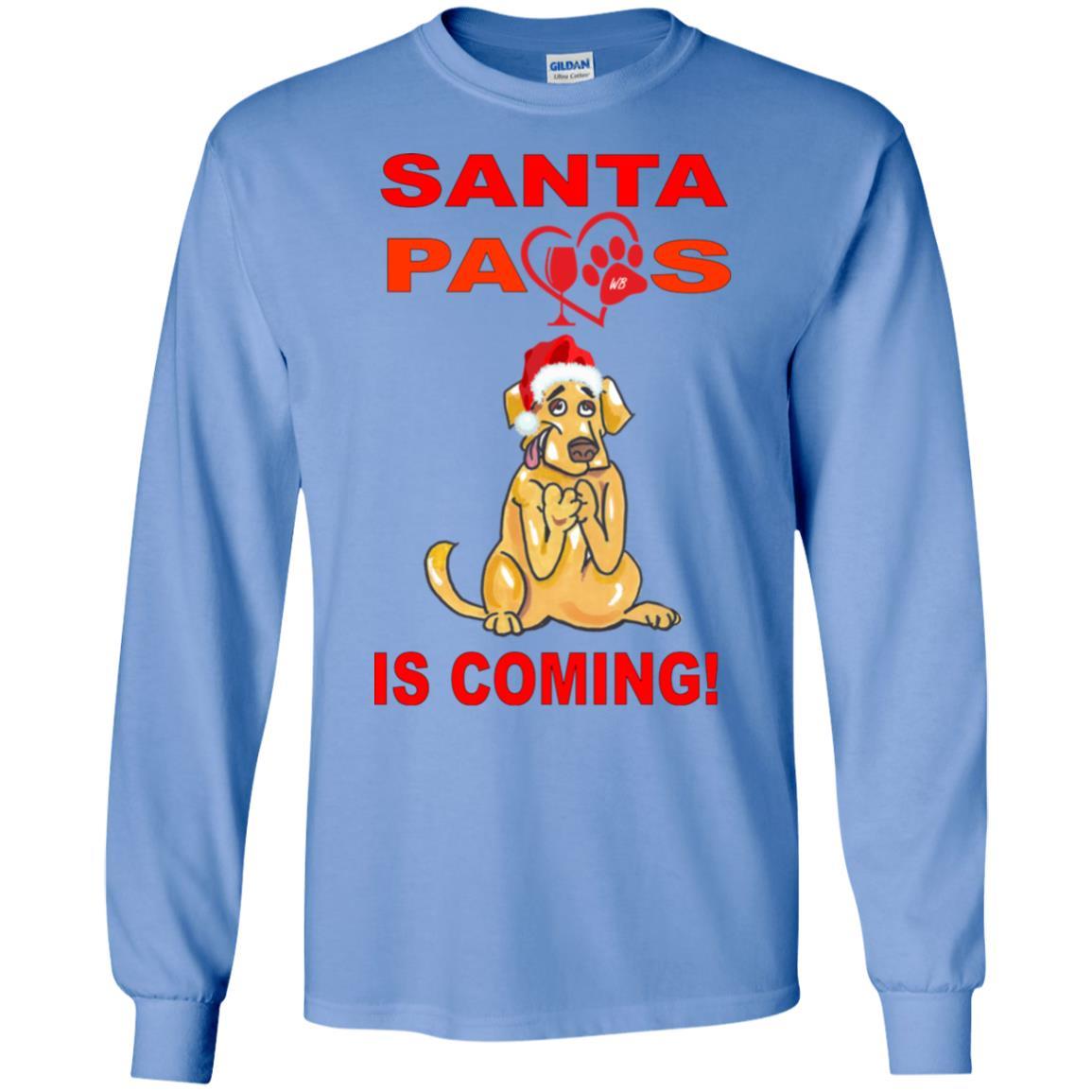 T-Shirts Carolina Blue / S WineyBitches.co "Santa Paws Is Coming" LS Ultra Cotton T-Shirt WineyBitchesCo