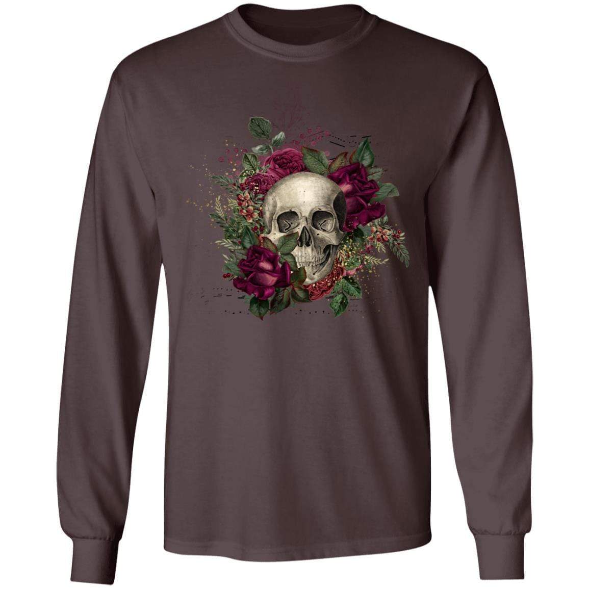 T-Shirts Dark Chocolate / S Winey Bitches Co Skull Design #2 LS Ultra Cotton T-Shirt WineyBitchesCo