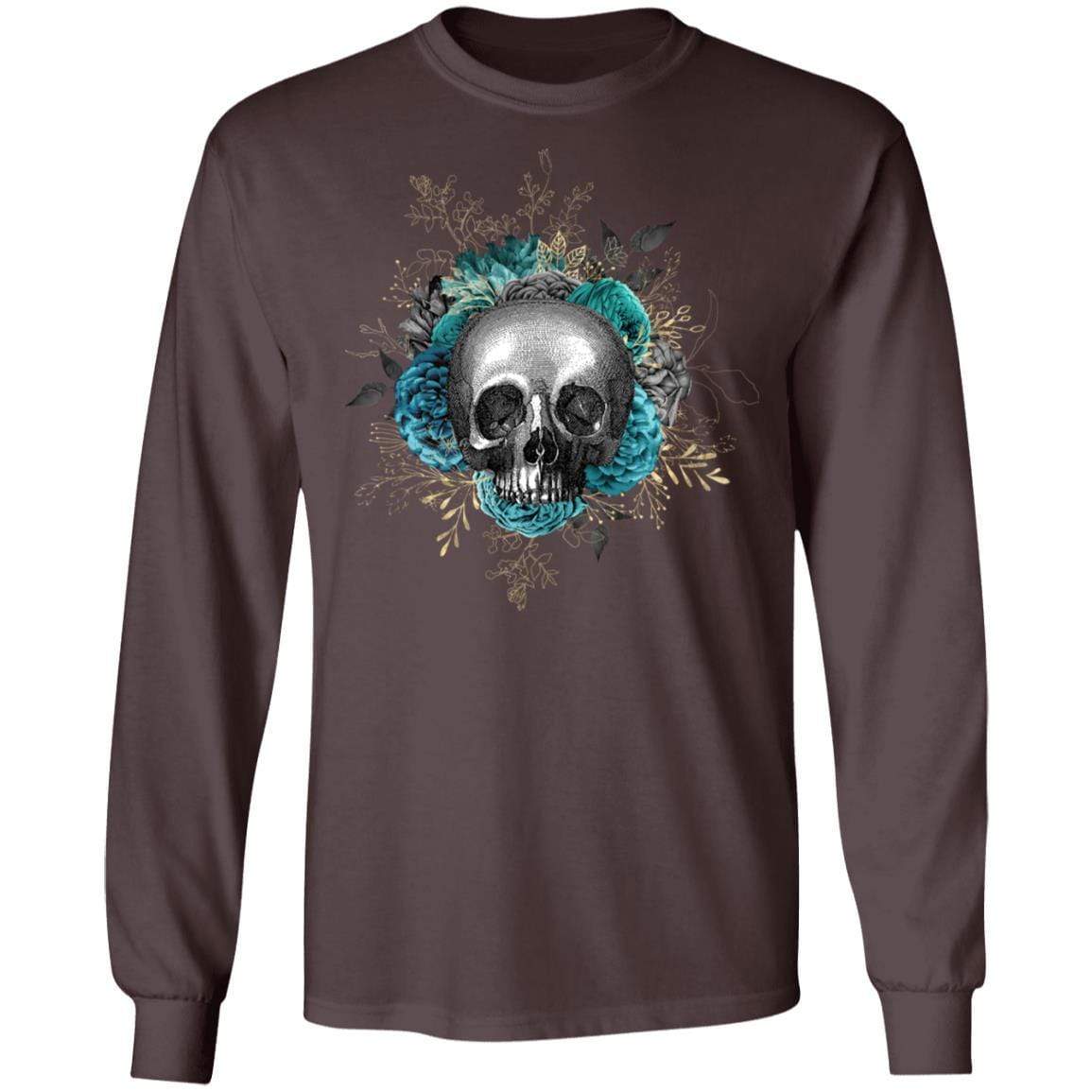 T-Shirts Dark Chocolate / S Winey Bitches Co Skull Design #3 LS Ultra Cotton T-Shirt WineyBitchesCo