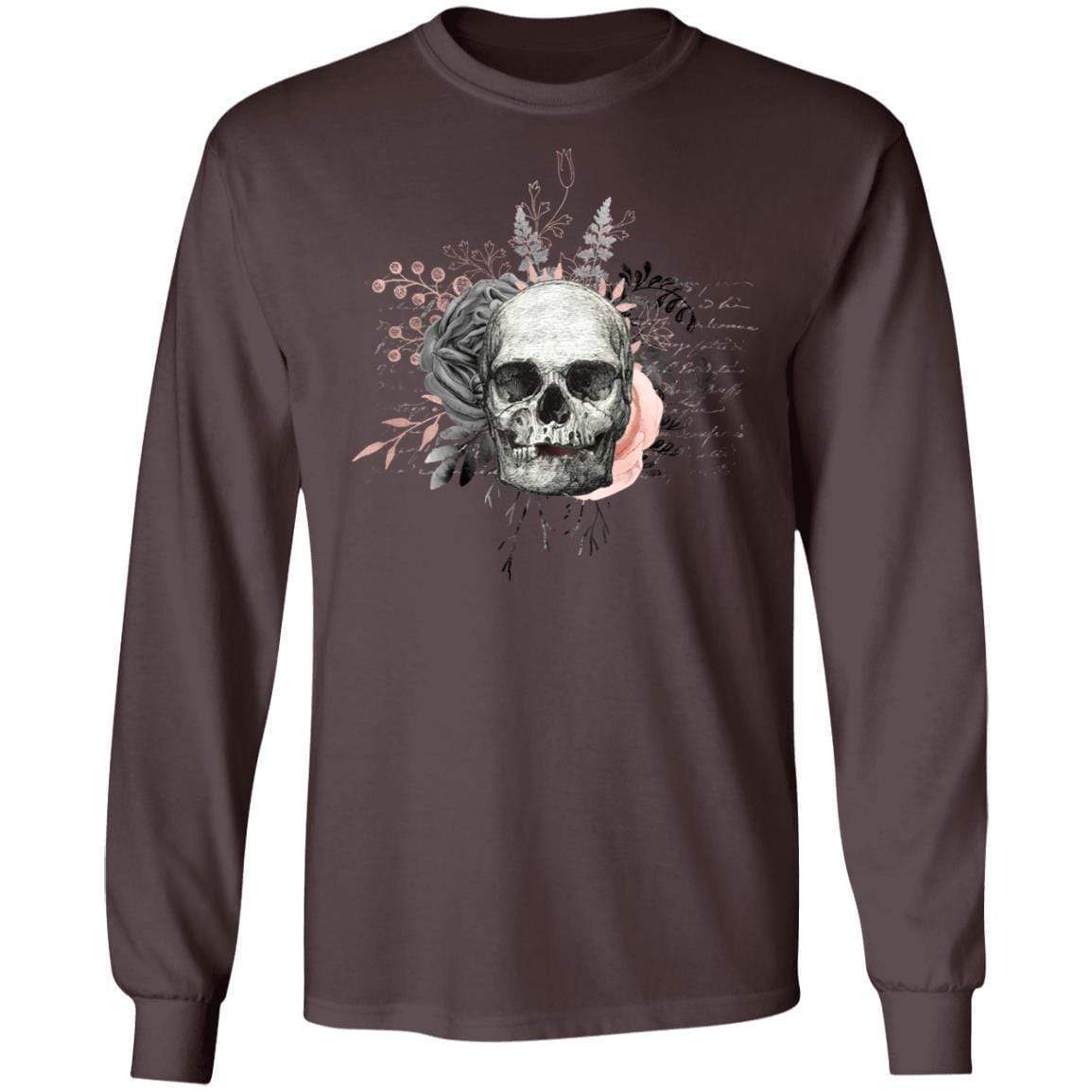 T-Shirts Dark Chocolate / S Winey Bitches Co Skull Design #4 LS Ultra Cotton T-Shirt WineyBitchesCo