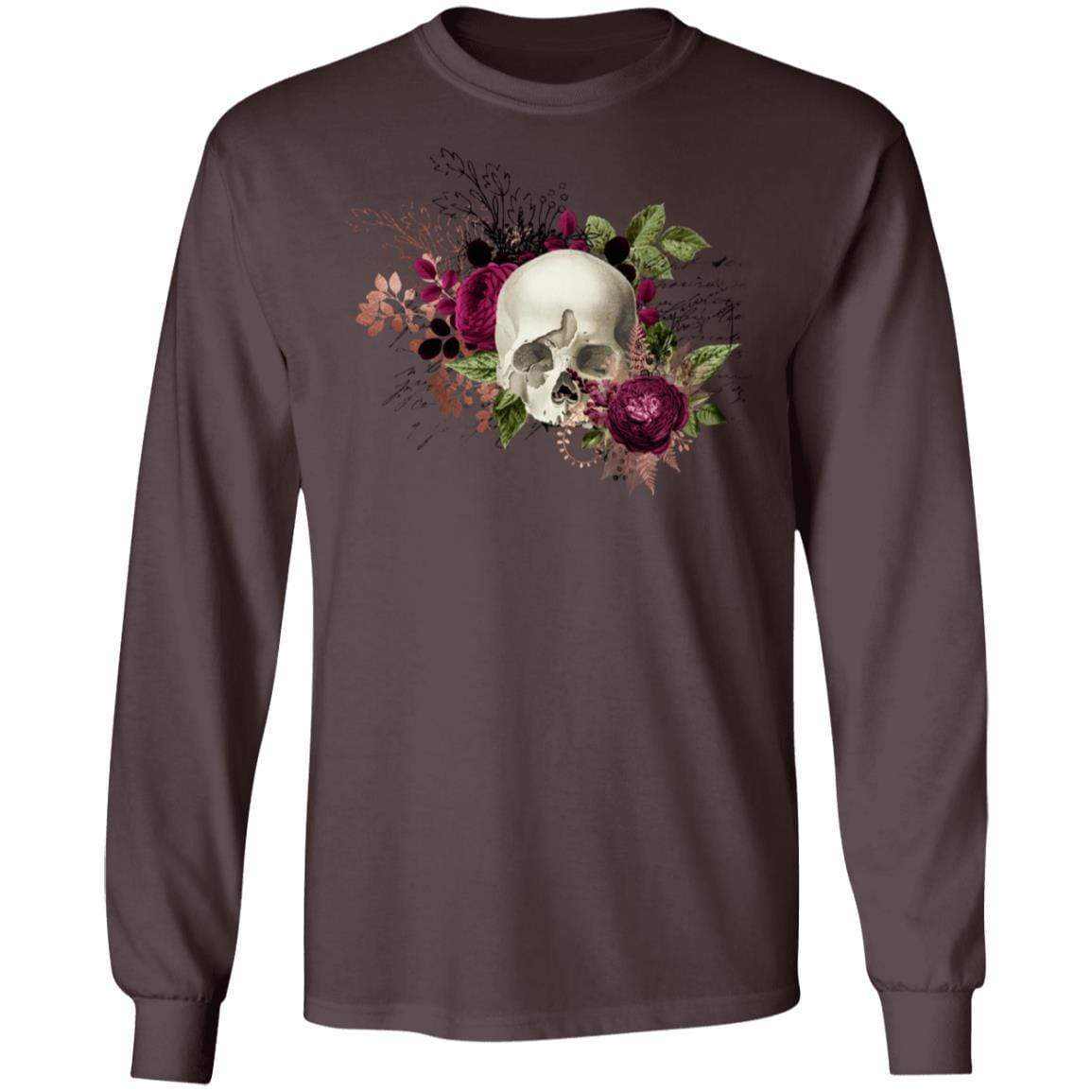 T-Shirts Dark Chocolate / S Winey Bitches Co Skull Design #6 LS Ultra Cotton T-Shirt WineyBitchesCo