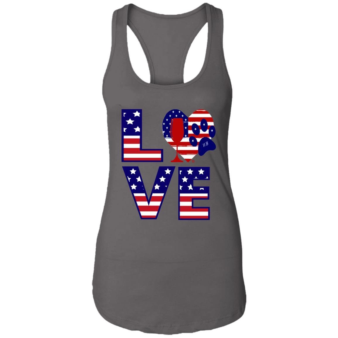 T-Shirts Dark Grey / X-Small Winey Bitches Co "American Love Paw"  Ladies Ideal Racerback Tank WineyBitchesCo