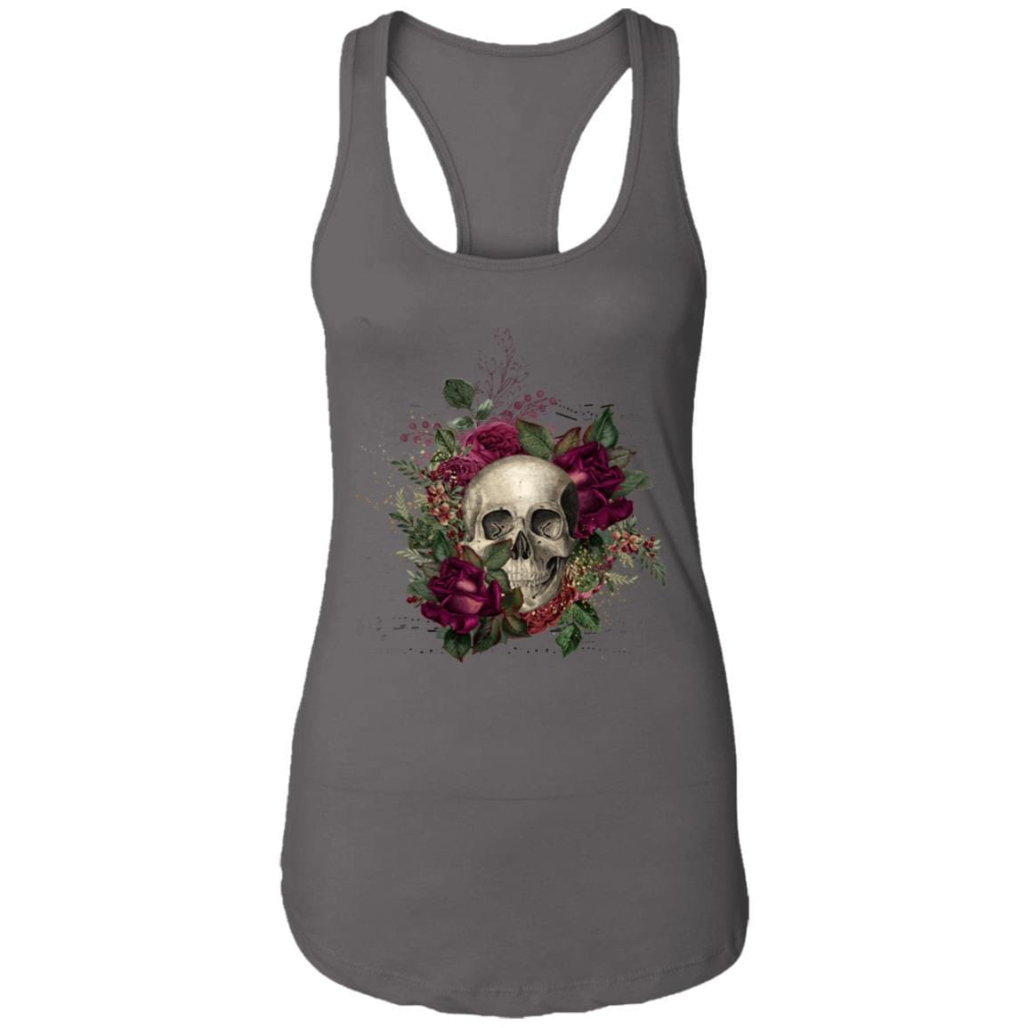 T-Shirts Dark Grey / X-Small Winey Bitches Co Skull Design #2 Ladies Ideal Racerback Tank WineyBitchesCo