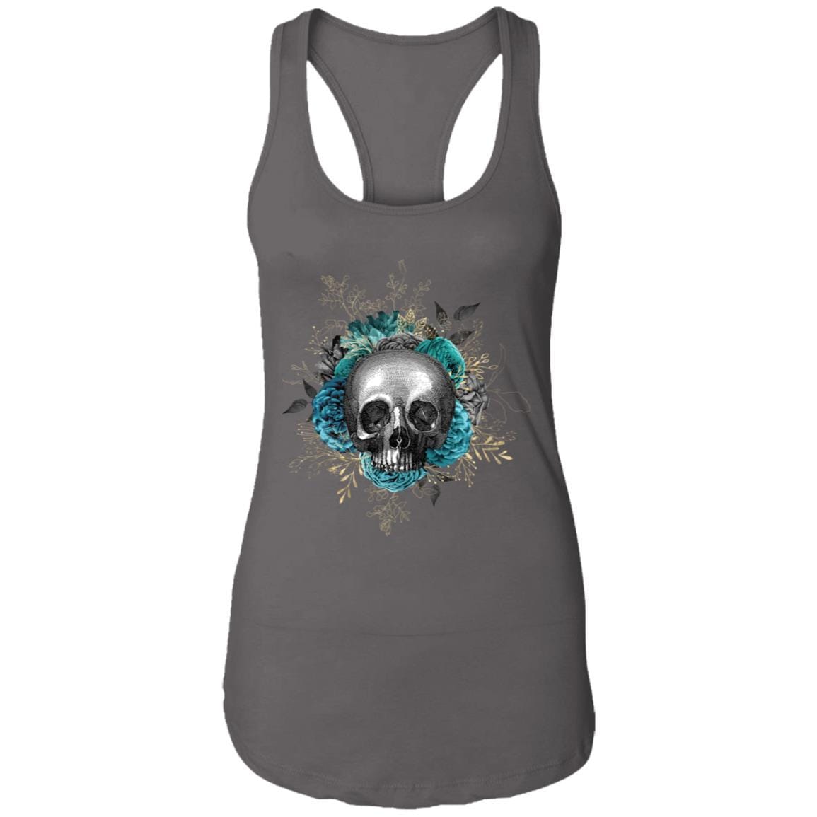 T-Shirts Dark Grey / X-Small Winey Bitches Co Skull Design #3 Ladies Ideal Racerback Tank WineyBitchesCo