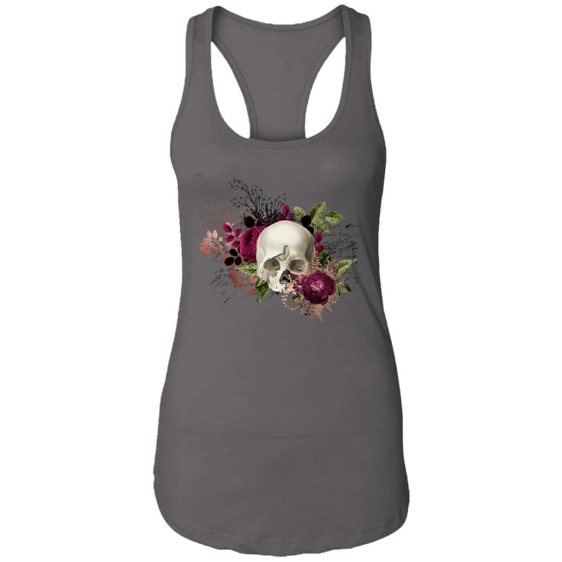 T-Shirts Dark Grey / X-Small Winey Bitches Co Skull Design #6 Ladies Ideal Racerback Tank WineyBitchesCo