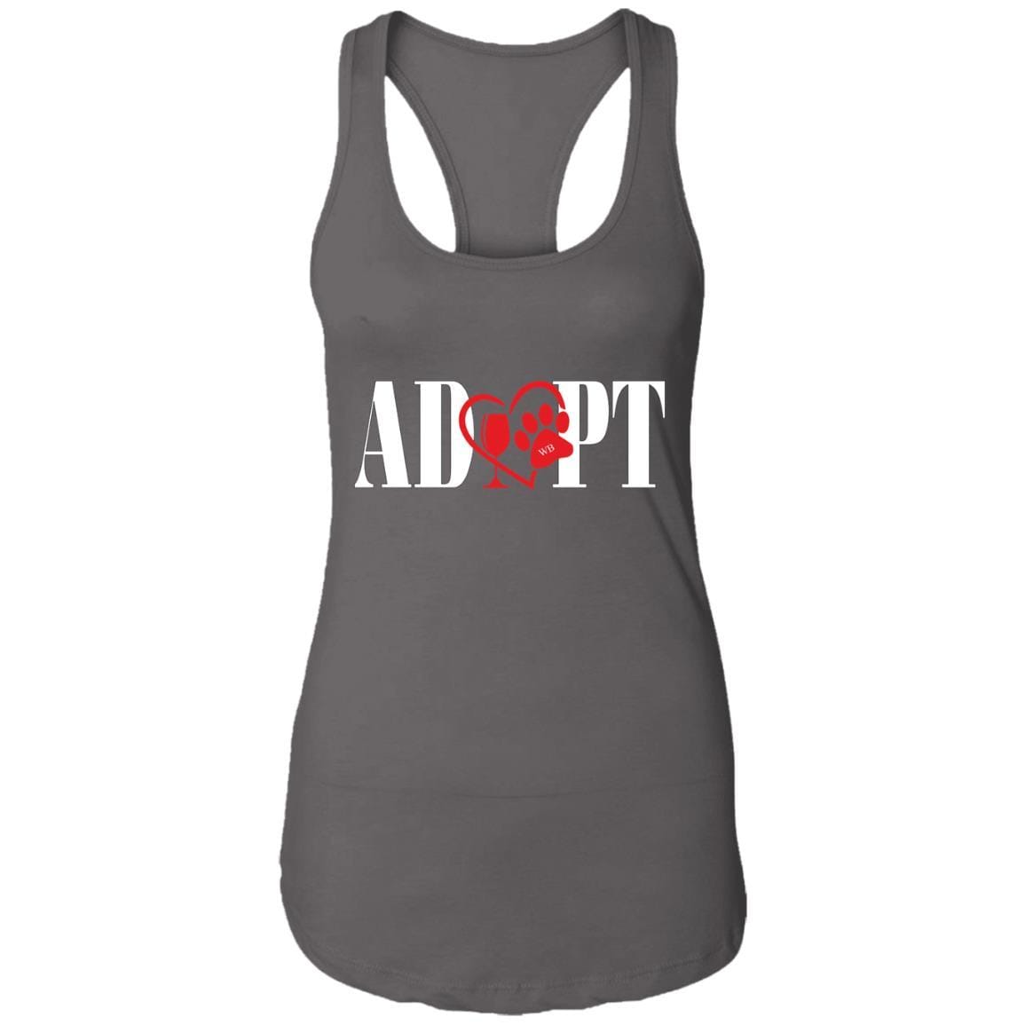 T-Shirts Dark Grey / X-Small WineyBitches.Co “Adopt” Ladies Ideal Racerback Tank-Red Heart - Wht Lettering WineyBitchesCo