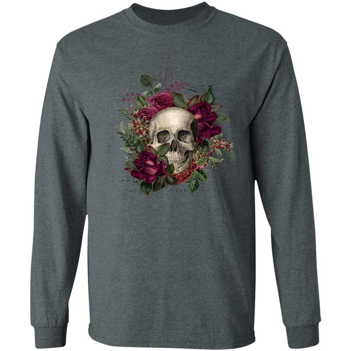 T-Shirts Dark Heather / S Winey Bitches Co Skull Design #2 LS Ultra Cotton T-Shirt WineyBitchesCo