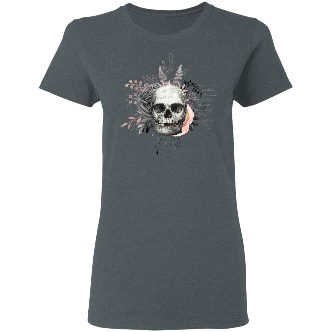 T-Shirts Dark Heather / S Winey Bitches Co Skull Design # 3 Ladies' 5.3 oz. T-Shirt WineyBitchesCo