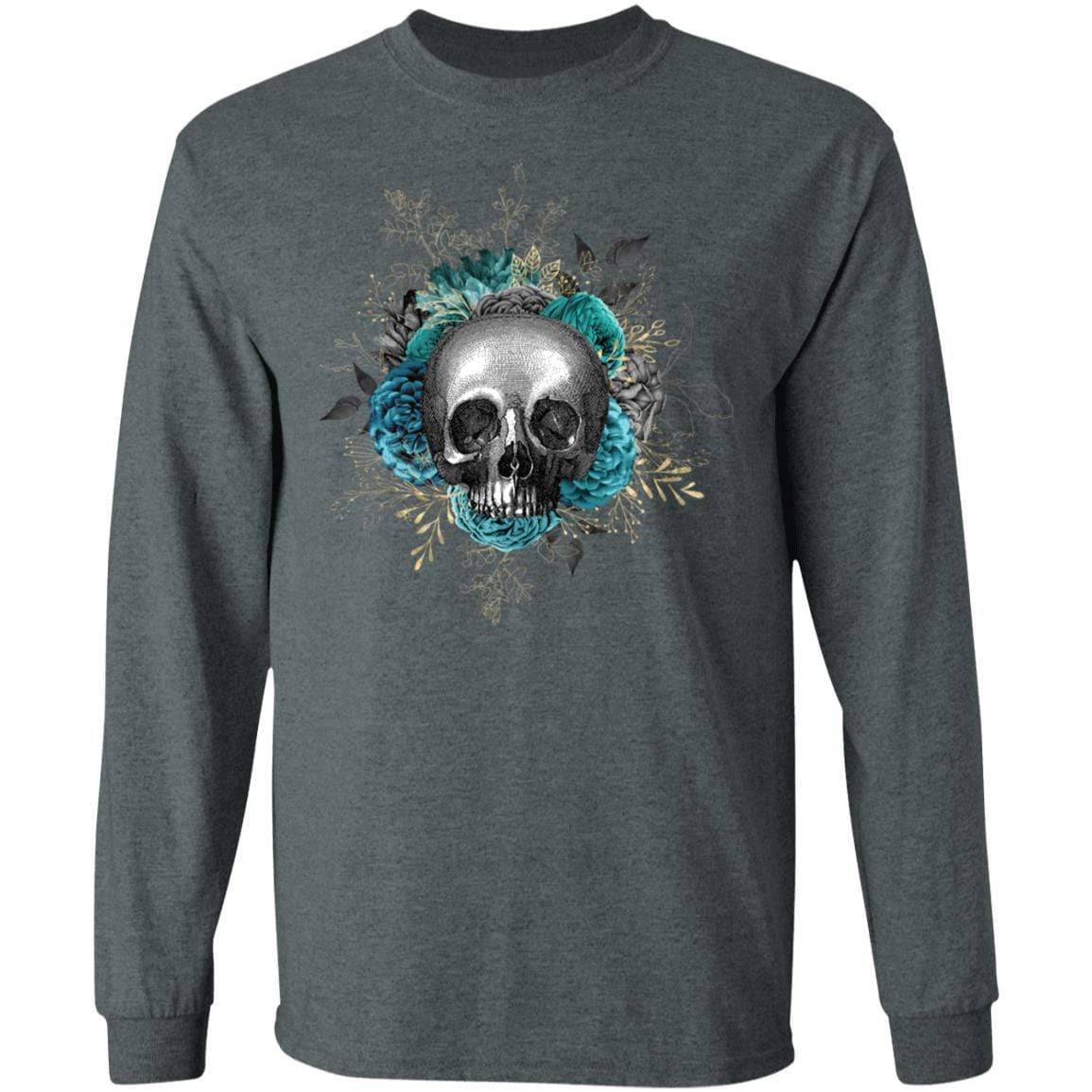 T-Shirts Dark Heather / S Winey Bitches Co Skull Design #3 LS Ultra Cotton T-Shirt WineyBitchesCo