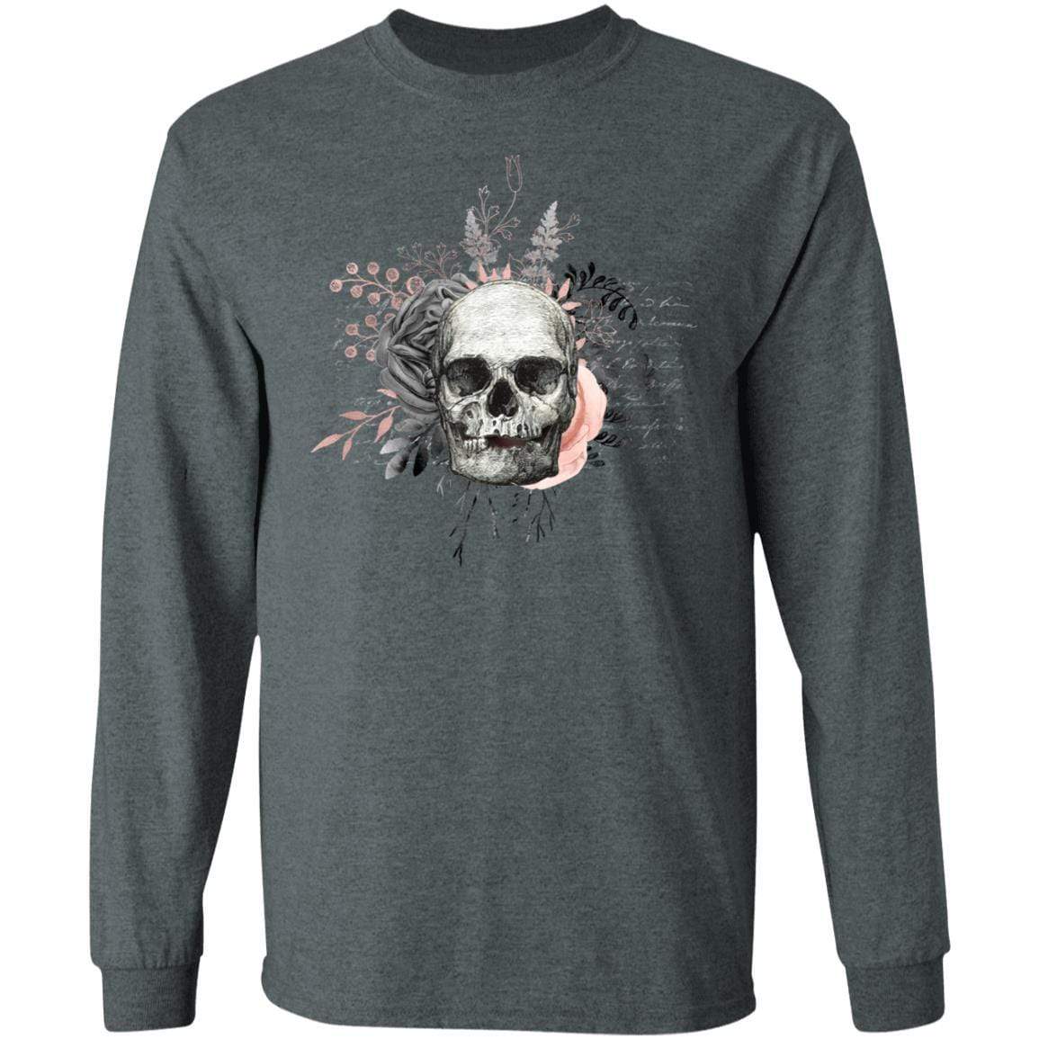 T-Shirts Dark Heather / S Winey Bitches Co Skull Design #4 LS Ultra Cotton T-Shirt WineyBitchesCo