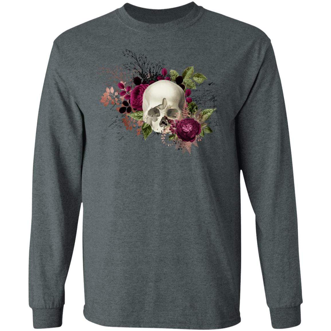 T-Shirts Dark Heather / S Winey Bitches Co Skull Design #6 LS Ultra Cotton T-Shirt WineyBitchesCo
