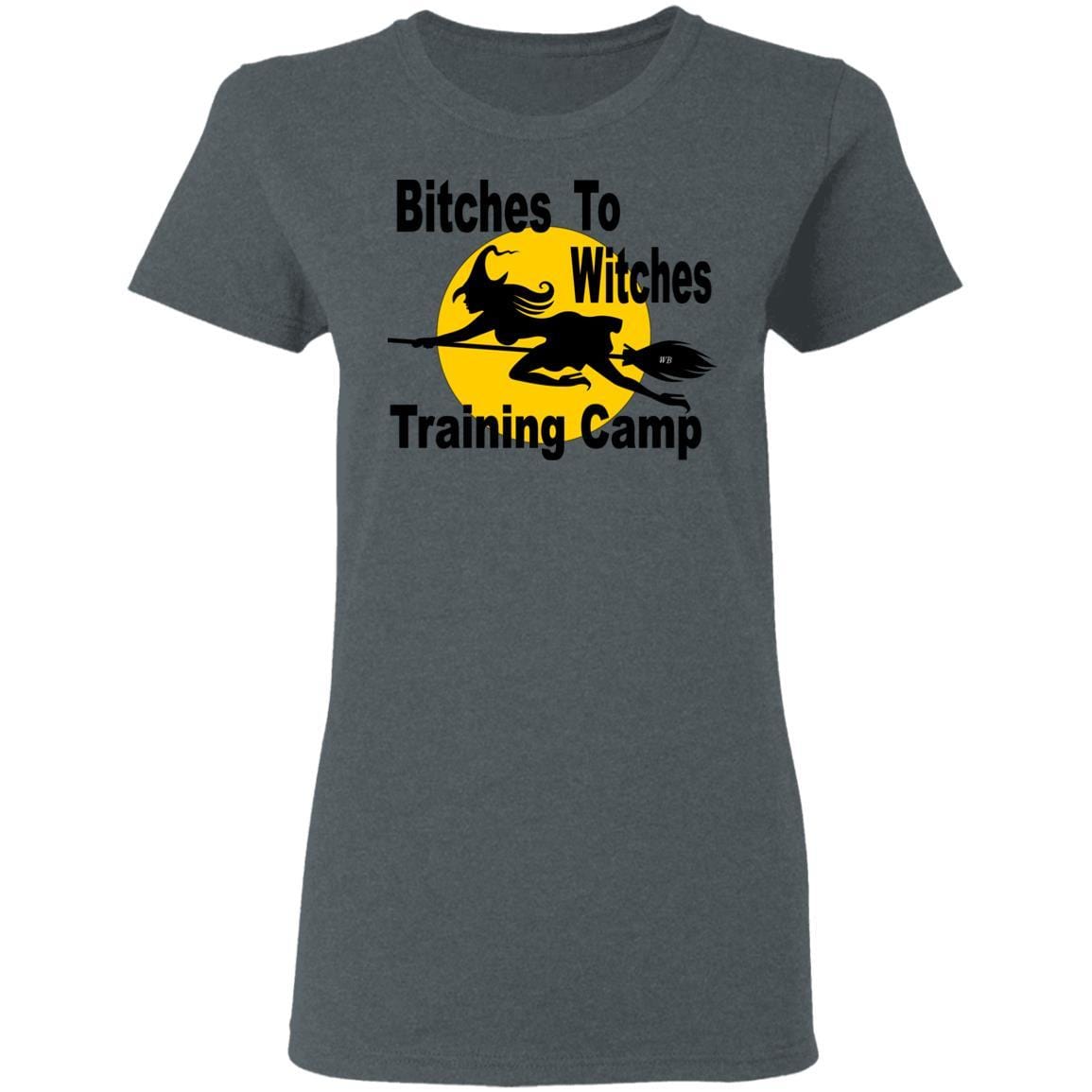 T-Shirts Dark Heather / S WineyBitches.Co "Bitches To Witches Training Camp" Halloween Ladies' 5.3 oz. T-Shirt WineyBitchesCo