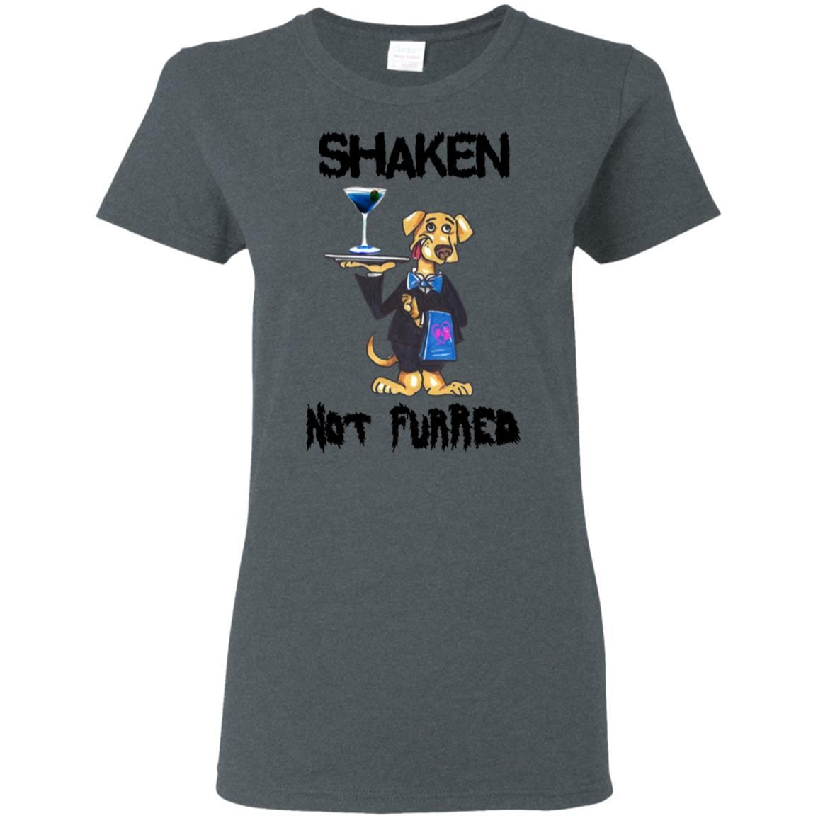 T-Shirts Dark Heather / S WineyBitches.Co "Shaken Not Furred" Ladies' 5.3 oz. T-Shirt WineyBitchesCo