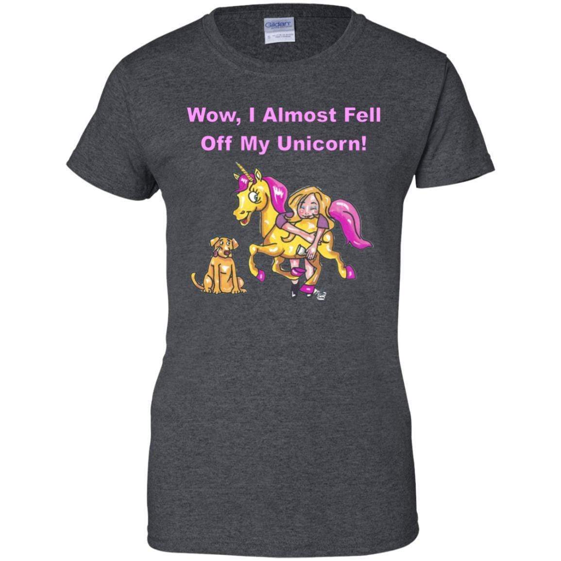 T-Shirts Dark Heather / X-Small WineyBitches.co "Wow I Almost Fell Off My Unicorn Ladies' 100% Cotton T-Shirt WineyBitchesCo