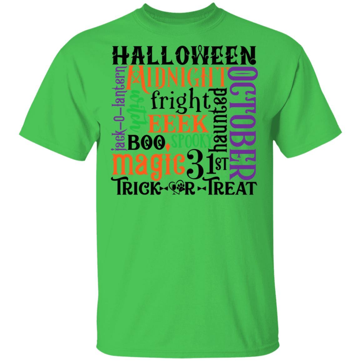 T-Shirts Electric Green / S Winey Bitches Co "Halloween Word Jumble" 5.3 oz. T-Shirt WineyBitchesCo