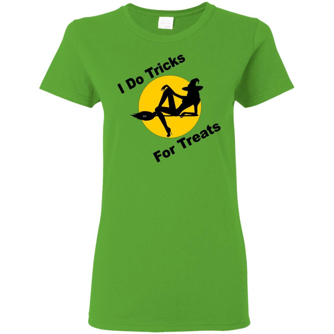 T-Shirts Electric Green / S WineyBitches.Co "I Do Tricks For Treats" Halloween Ladies' 5.3 oz. T-Shirt WineyBitchesCo