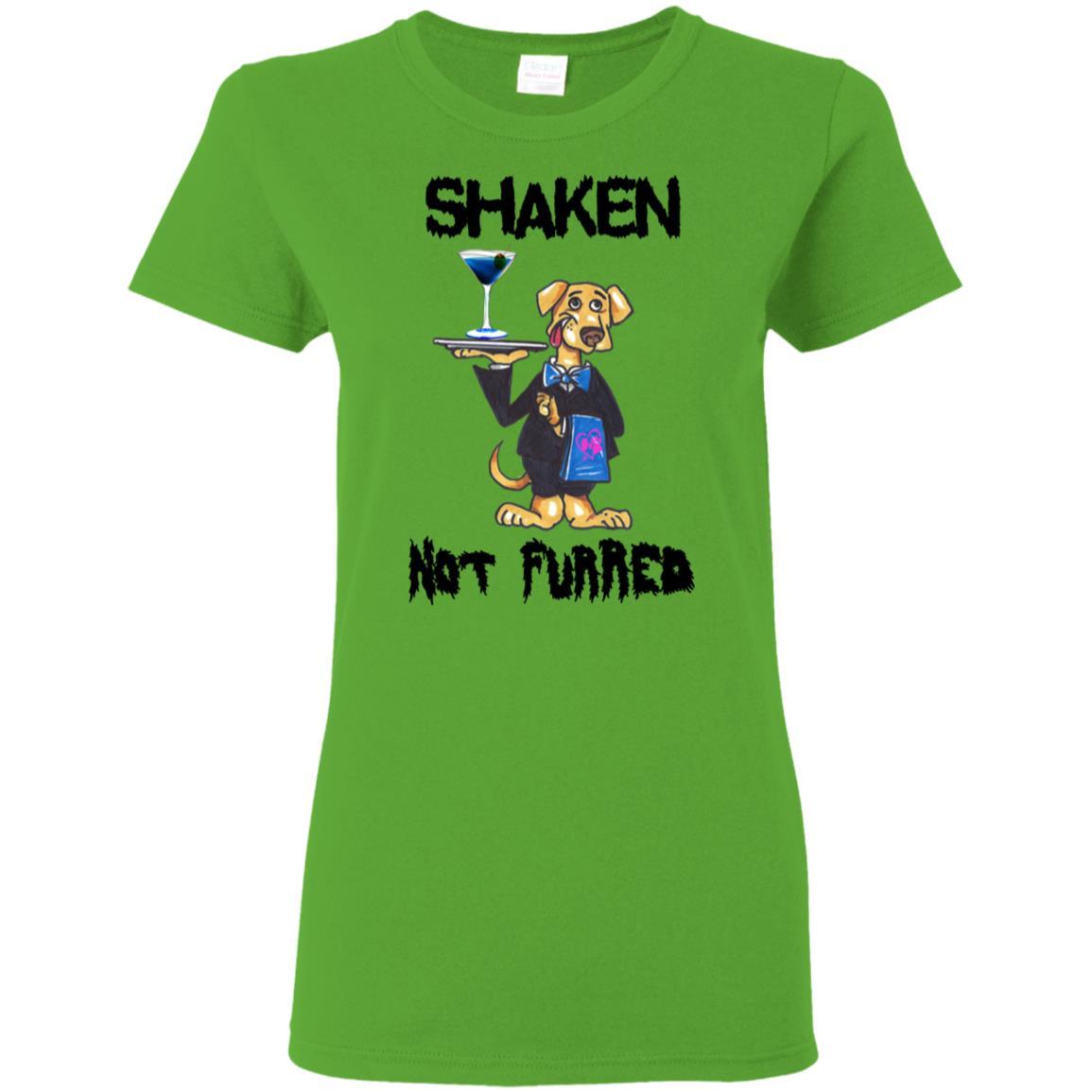 T-Shirts Electric Green / S WineyBitches.Co "Shaken Not Furred" Ladies' 5.3 oz. T-Shirt WineyBitchesCo