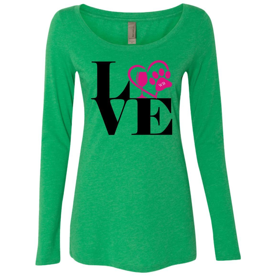 T-Shirts Envy / S WineyBitches.Co "Love Paw 2" Next Level Ladies' Triblend LS Scoop WineyBitchesCo
