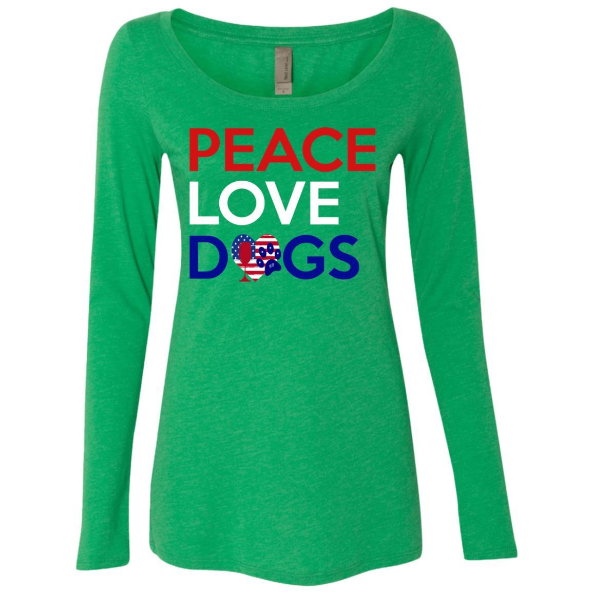 T-Shirts Envy / S WineyBitches.Co Peace Love Dogs Ladies' Triblend LS Scoop WineyBitchesCo