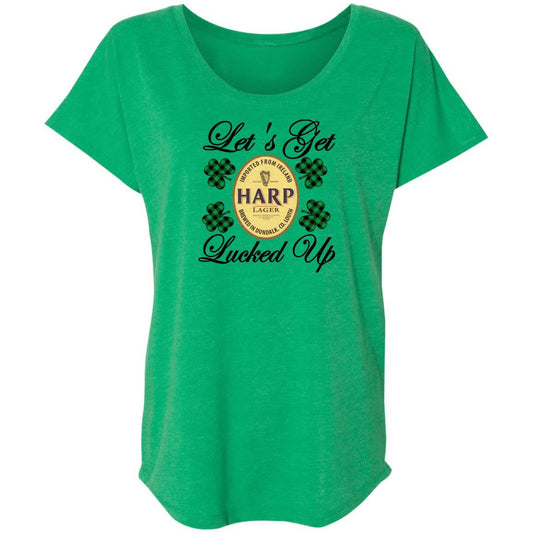 T-Shirts Envy / X-Small Winey Bitches Co Ladies' "Let's Get Lucked Up" Harp Triblend Dolman Sleeve WineyBitchesCo