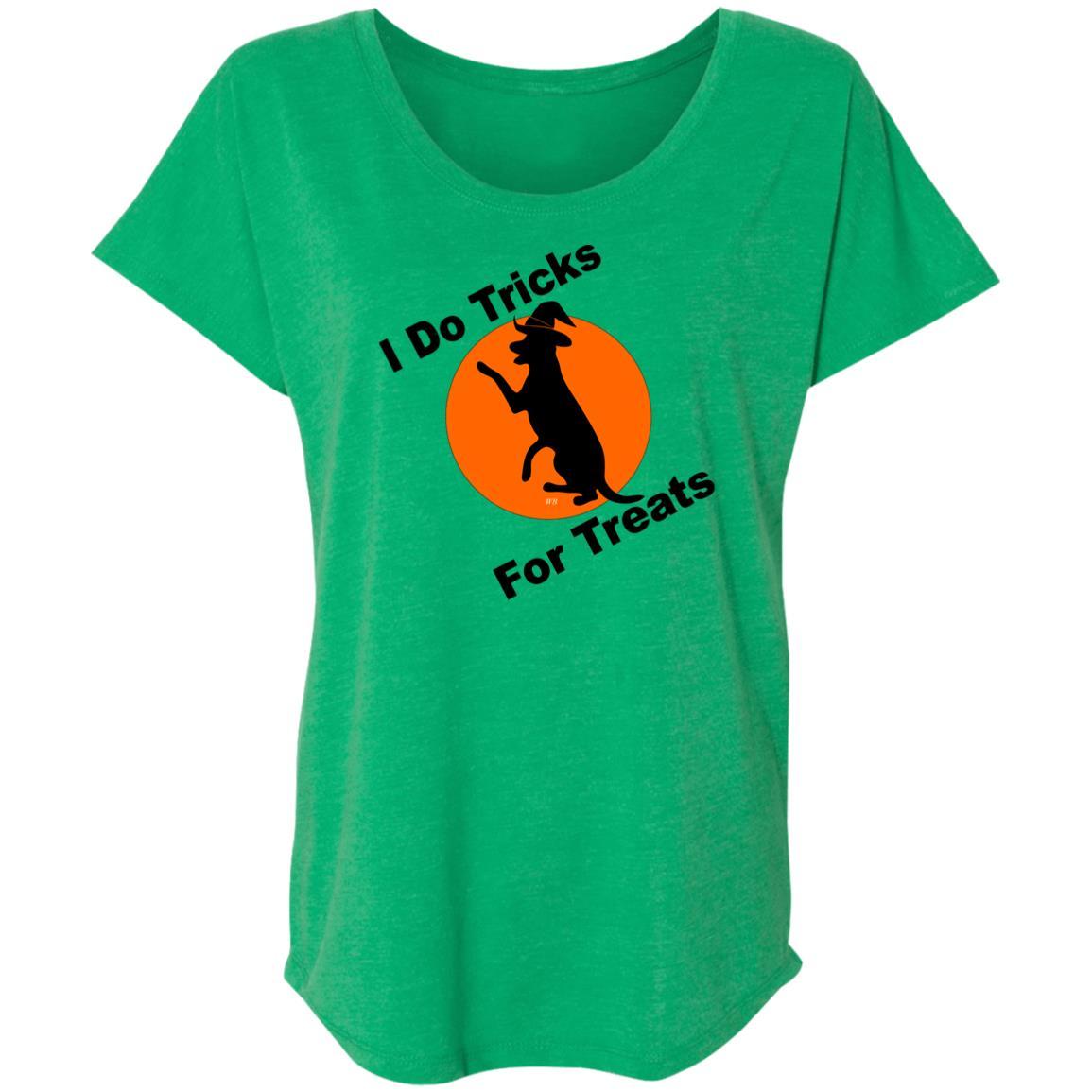 T-Shirts Envy / X-Small WineyBitches.Co "I Do Tricks For Treats" Dog- Ladies' Triblend Dolman Sleeve WineyBitchesCo